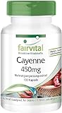 Cayenne Kapseln 450mg - HOCHDOSIERT - VEGAN - mit 0,12% Capsaicin - Capsicum frutescens - 100 Kapseln