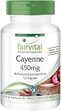 Cayenne Kapseln 450mg - HOCHDOSIERT - VEGAN - mit 0,12% Capsaicin - Capsicum frutescens - 100 Kapseln