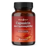 effective nature - Capsaicin aus Cayenne-Pfeffer - Konzentrierte Schärfe - Hochdosiert - 24000 Scoville Heat Units (SHU) - Perfekte Alternative zur Master-Cleanse-Diät - 60 Vegane Kapseln