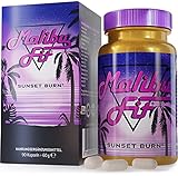 Malibu Fit Sunset Burn Fatburner für die Nacht, die Fatburner Diät Support Formel aus Malibu für bewusstes Abnehmen und ein schöneres Körpergefühl, 90 Kapseln