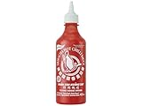 FLYING GOOSE Sriracha scharfe Chilisauce - ohne Glutamat, scharf, weiße Kappe, Würzsauce aus Thailand, 1er Pack (1 x 455 ml)