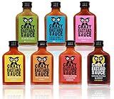 Crazy B Sauce - 7er Bundle mild bis extreme scharfe Chilisauce (7 x 100ml Flasche) - Schönes Chili Geschenkset für Männer