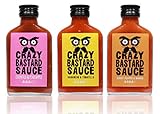 Crazy B Sauce - 3 Bestseller Chili Set - Scharfe Grillsauce mit Chipotle, Habanero und Bhut jolokia "Ghost Pepper" - Ideal als kleines Geschenk und witziges Wichtelgeschenk Weihnachten