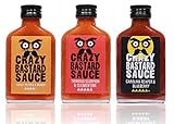 Crazy B Sauce - 3er Set - Extreme Scharfe Chilisauce mit der Schärfste Chilis der Welt - Ghost Pepper, Trinidad Scorpion, und Carolina Reaper - Cooles Geschenkset