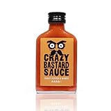 Crazy Bastard® Sauce - Ghost Pepper & Mango - Exotisch, fruchtig, und intensiv scharfe Chilisauce verfeinert mit Kreuzkümmel und Meersalz (1 x 100ml flasche)