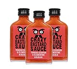 Crazy Bastard Sauce - Trinidad Scorpion & Clementine - Süßes Zitrusaroma, gefolgt von langsamer intensiver dauerbrennen hitze! - 3er Pack (3 x 100mL)